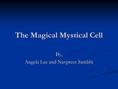 The Magical Mystical Cell By, Angela Lee and Navpreet Sambhi.