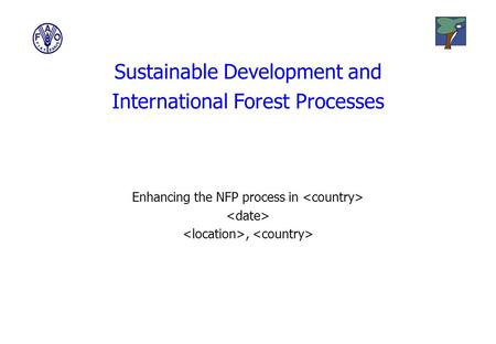 Sustainable Development and International Forest Processes Enhancing the NFP process in,
