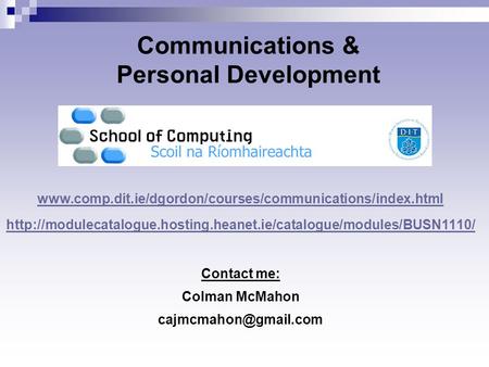 Communications & Personal Development