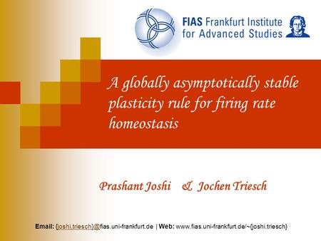 A globally asymptotically stable plasticity rule for firing rate homeostasis Prashant Joshi & Jochen Triesch