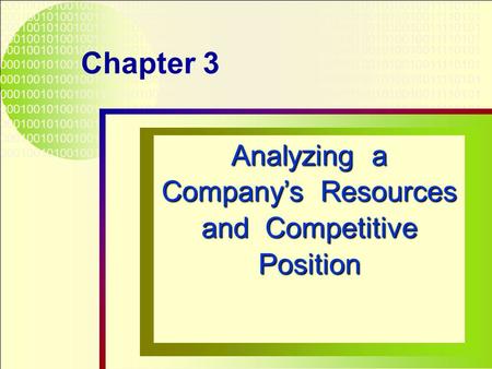 Analyzing a Company’s Resources and Competitive Position