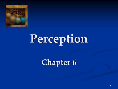 1 Perception Chapter 6. 2 Perception The process of selecting, organizing, and interpreting sensory information, which enables us to recognize meaningful.