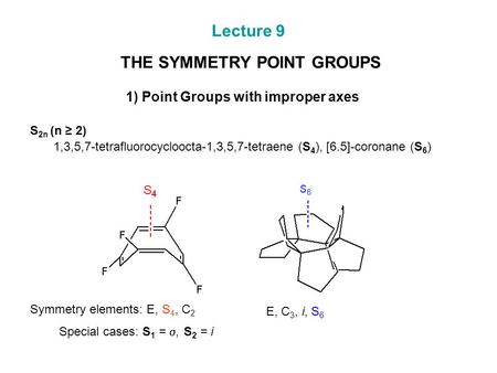 Lecture 9 THE SYMMETRY POINT GROUPS