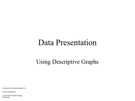 Data Presentation Using Descriptive Graphs Introduction to Business Statistics, 5e Kvanli/Guynes/Pavur (c)2000 South-Western College Publishing.