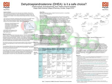 Mechanism of Action DHEA is a native, cholesterol-derived androgen precursor. The primary metabolic pathway is shown in Figure 2. Oral dietary supplements.