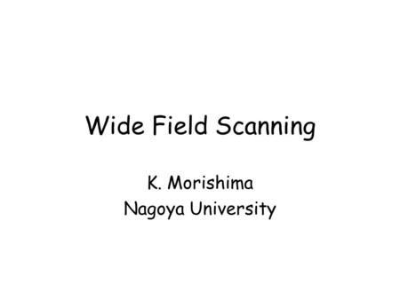 Wide Field Scanning K. Morishima Nagoya University.