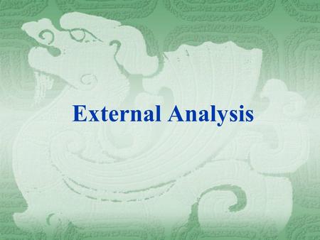 External Analysis. Introduction  Internal analysis helps to identify the core competences of the business, while external analysis, particularly of the.