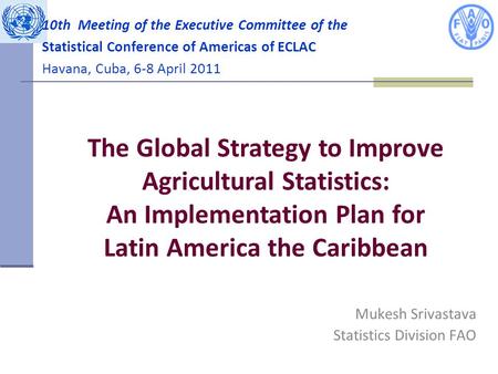 10th Meeting of the Executive Committee of the Statistical Conference of Americas of ECLAC Havana, Cuba, 6-8 April 2011 Mukesh Srivastava Statistics Division.