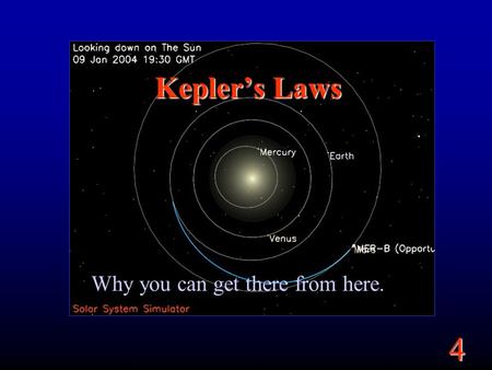 4 Kepler’s Laws Why you can get there from here..