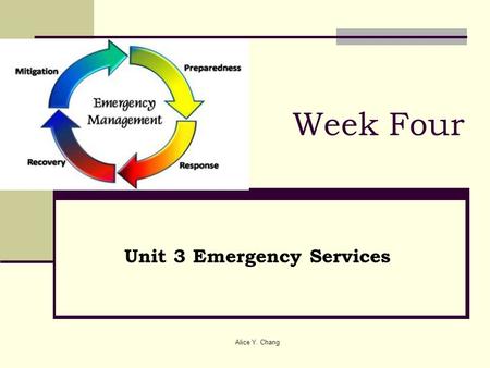Alice Y. Chang Week Four Unit 3 Emergency Services.
