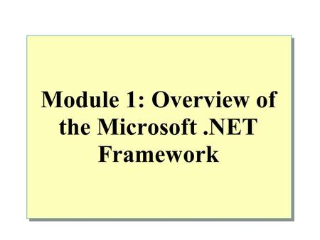 Module 1: Overview of the Microsoft.NET Framework.