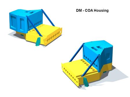 DM - COA Housing. DM - COA Housing with mirrors and alignment devices installed Alignment cubes Alignment devices Dummy chopper.