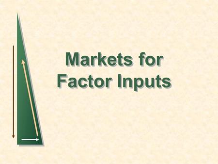 Markets for Factor Inputs. Slide 2 Markets for factor inputs In some examination questions, one is asked to comment on factor market questions, such as.