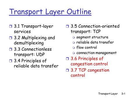 Transport Layer Outline
