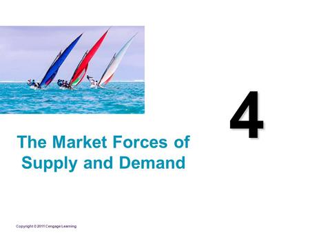 Copyright © 2011 Cengage Learning 4 The Market Forces of Supply and Demand.
