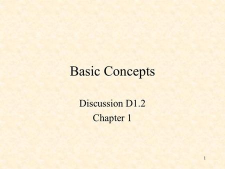 1 Basic Concepts Discussion D1.2 Chapter 1. 2 Basic Concepts System of Units Charge Current and Voltage Power and Energy Ideal Circuit Elements.