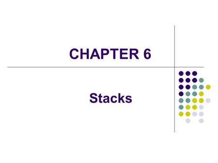 CHAPTER 6 Stacks. 2 A stack is a linear collection whose elements are added and removed from one end The last element to be put on the stack is the first.