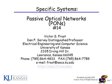 Passive Optical Networks (PONs)