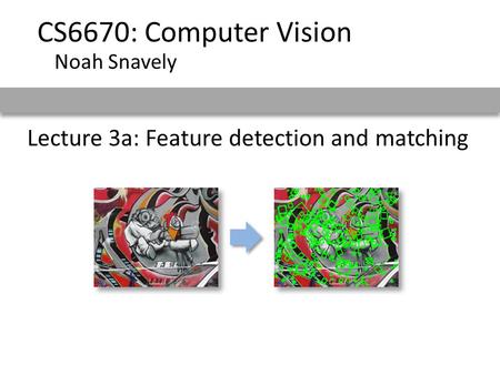 Lecture 3a: Feature detection and matching CS6670: Computer Vision Noah Snavely.