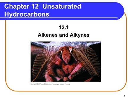 1 Chapter 12 Unsaturated Hydrocarbons 12.1 Alkenes and Alkynes.