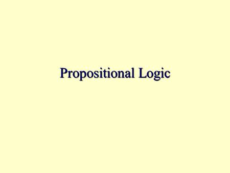 Propositional Logic.