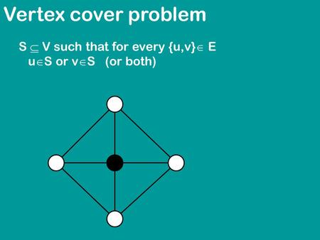Vertex cover problem S  V such that for every {u,v}  E u  S or v  S (or both)