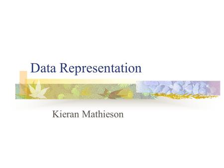 Data Representation Kieran Mathieson. Outline Digital constraints Data types Integer Real Character Boolean Memory address.