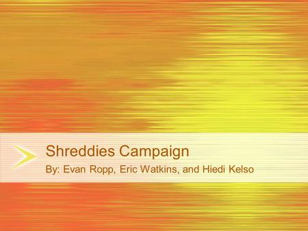 Shreddies Campaign By: Evan Ropp, Eric Watkins, and Hiedi Kelso.