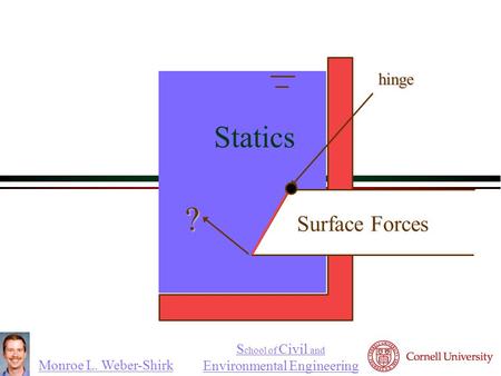 Monroe L. Weber-Shirk S chool of Civil and Environmental Engineeringhinge ? Statics Surface Forces 