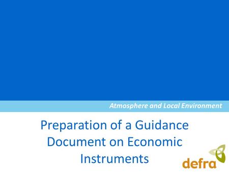 Atmosphere and Local Environment Preparation of a Guidance Document on Economic Instruments.