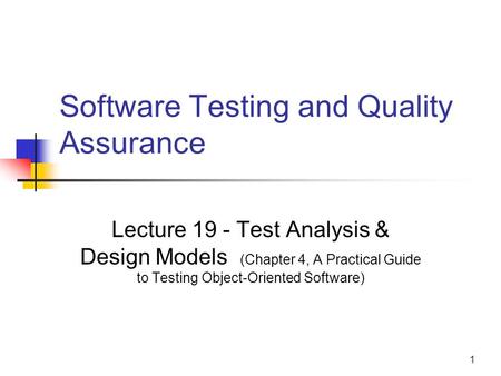 Software Testing and Quality Assurance