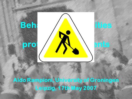 Behaviour of velocities in protein folding events Aldo Rampioni, University of Groningen Leipzig, 17th May 2007.