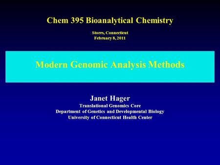 Chem 395 Bioanalytical Chemistry