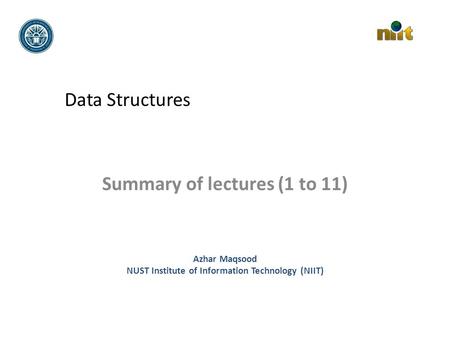 Summary of lectures (1 to 11)