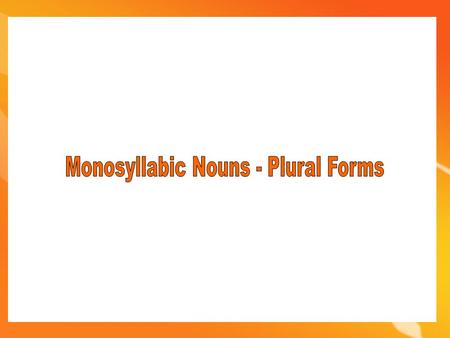 Monosyllabic Nouns - Plural Forms