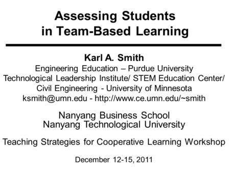 Assessing Students in Team-Based Learning