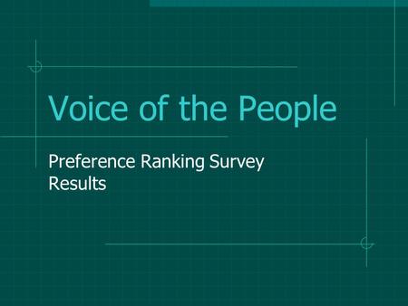 Voice of the People Preference Ranking Survey Results.