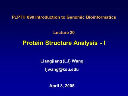 Protein Structure Analysis - I