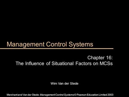 Management Control Systems