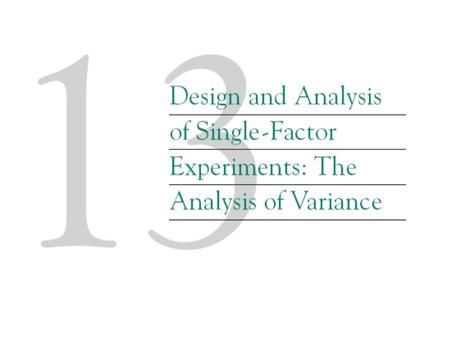 13-1 Designing Engineering Experiments Every experiment involves a sequence of activities: Conjecture – the original hypothesis that motivates the.