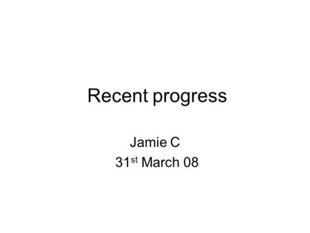 Recent progress Jamie C 31 st March 08. TRIMS Were looking odd…........ Step size too large! Tested some new values… R73=180k R75=180k Need to check this.