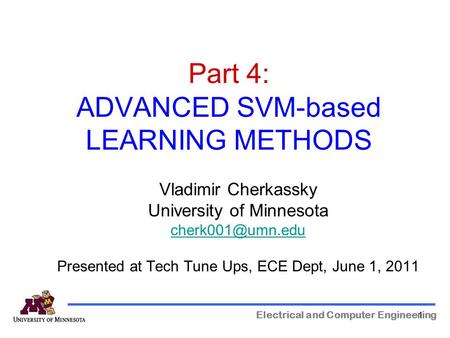 Part 4: ADVANCED SVM-based LEARNING METHODS