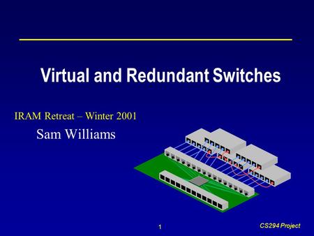 1 CS294 Project Virtual and Redundant Switches IRAM Retreat – Winter 2001 Sam Williams.