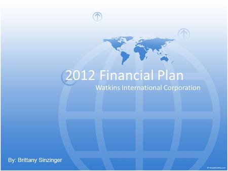 2012 Financial Plan Watkins International Corporation By: Brittany Sinzinger.
