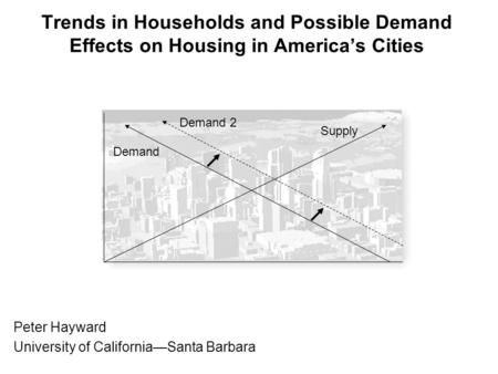 Trends in Households and Possible Demand Effects on Housing in America’s Cities Peter Hayward University of California—Santa Barbara Supply Demand Demand.