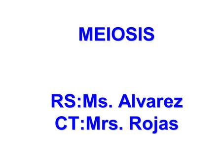MEIOSIS RS:Ms. Alvarez CT:Mrs. Rojas