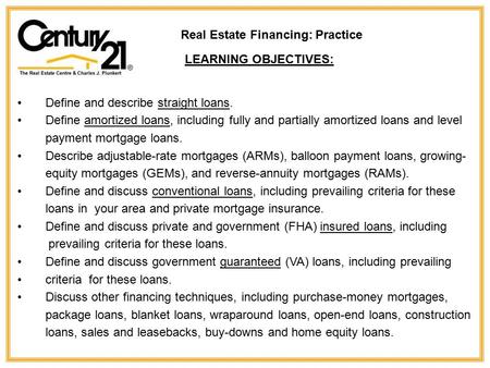 Real Estate Financing: Practice