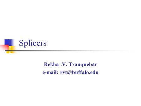 Splicers Rekha.V. Tranquebar
