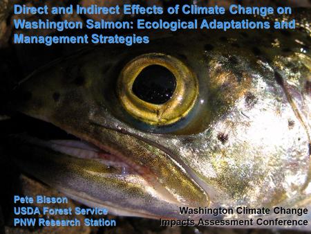Direct and Indirect Effects of Climate Change on Washington Salmon: Ecological Adaptations and Management Strategies Pete Bisson USDA Forest Service PNW.