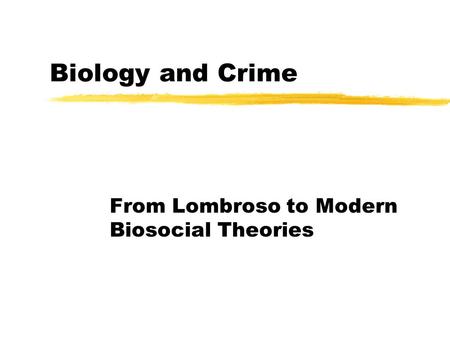 Biology and Crime From Lombroso to Modern Biosocial Theories.